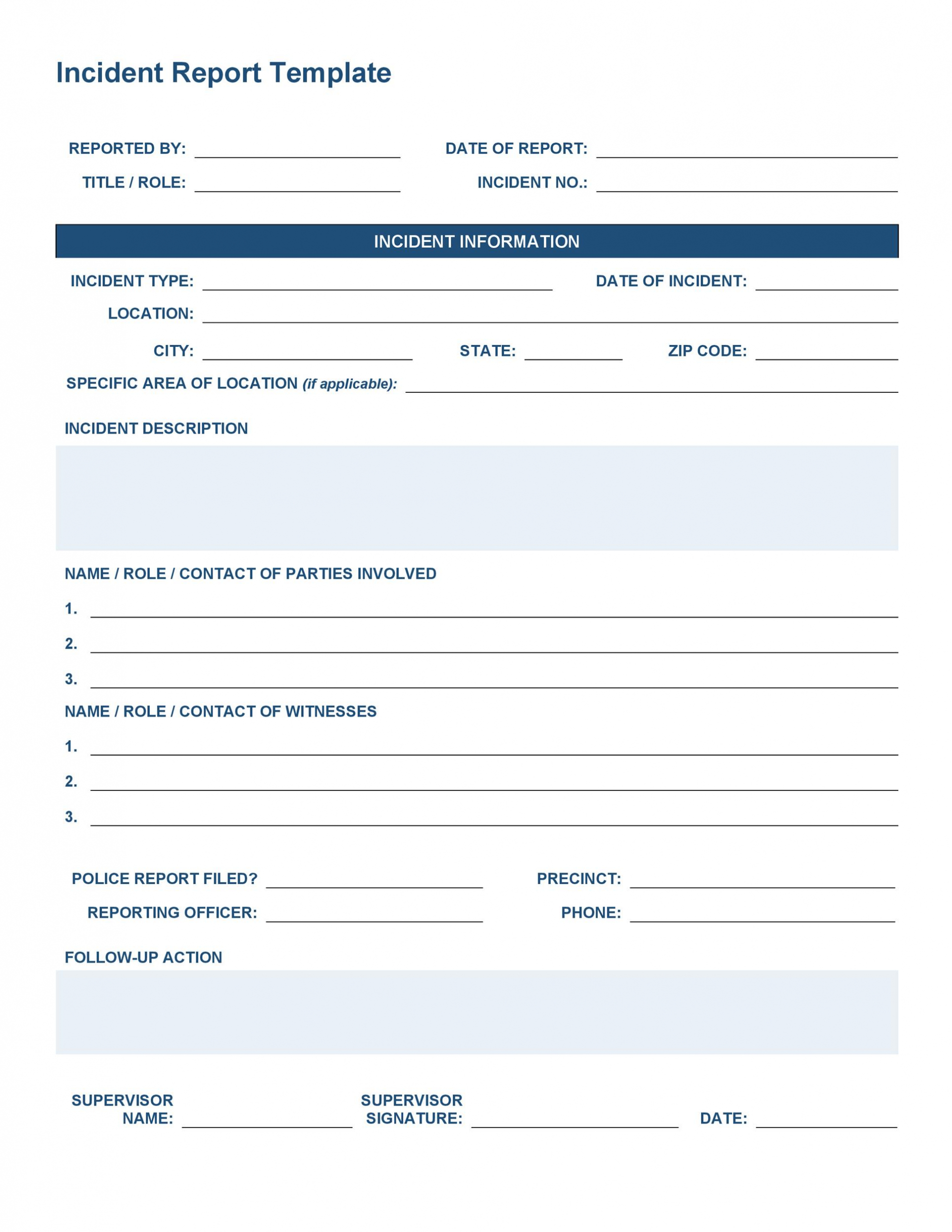 Fake Police Report Template