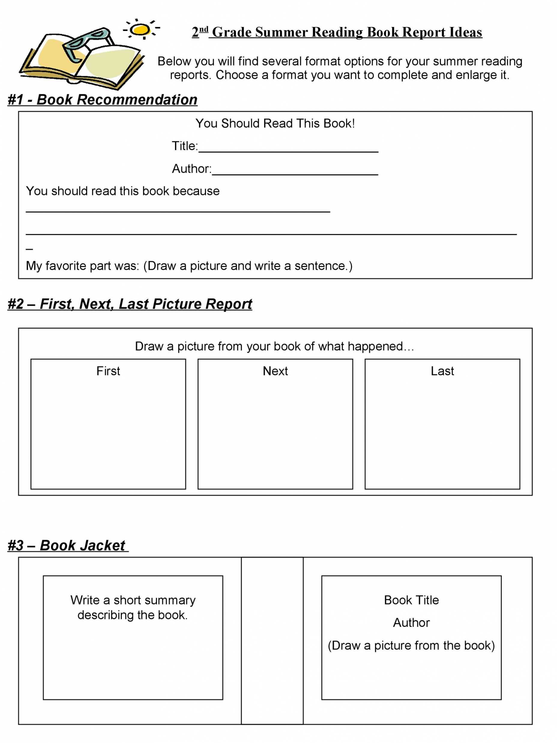 book report format 2nd grade