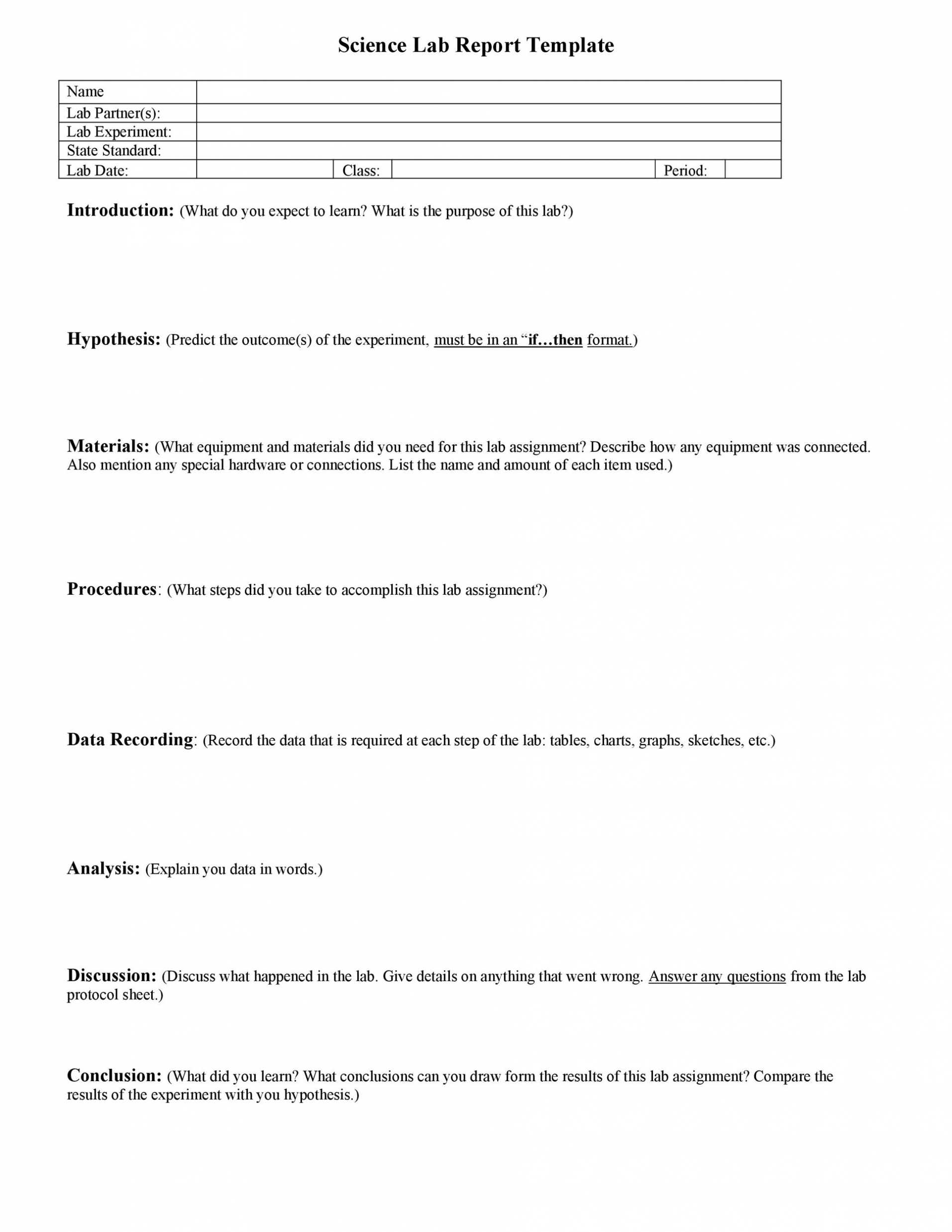 Chemistry Lab Report Template