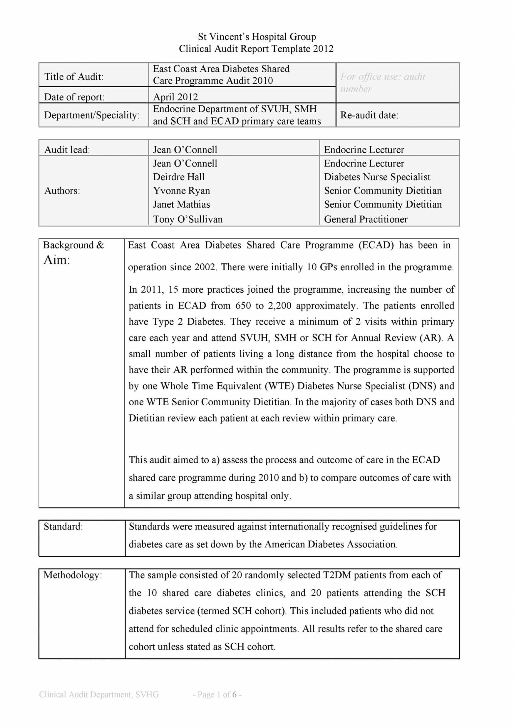 how to write medical audit report