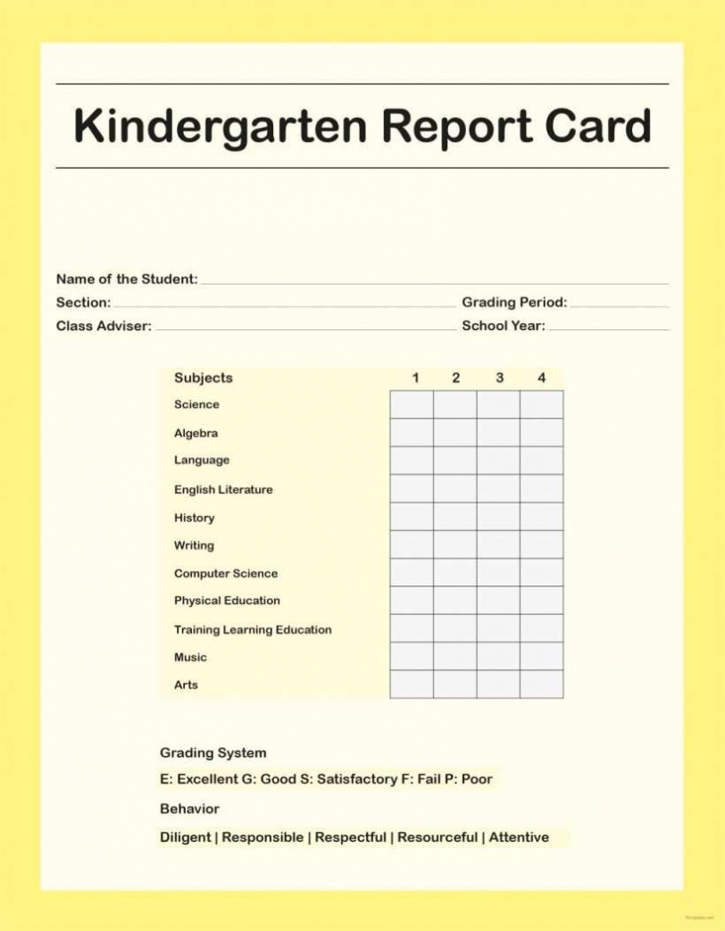93 Adding Homeschool Kindergarten Report Card Template For Inside Blank Report Card Template
