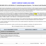 As 9100 D Over Iso 9001 Audit Checklist Sample Inside Iso 9001 Internal Audit Report Template