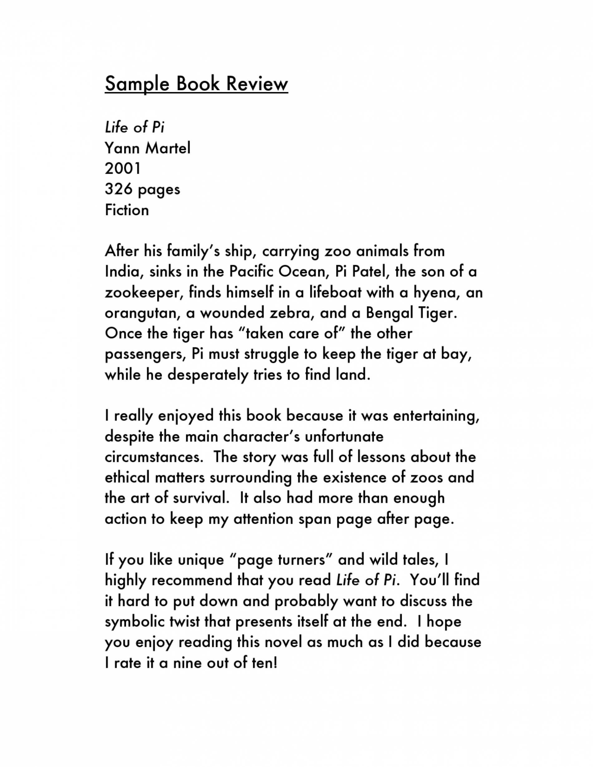 book report letter