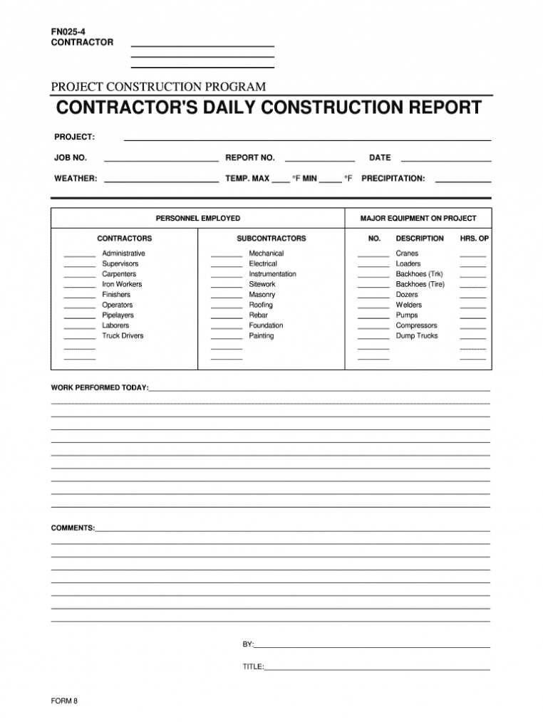 Construction Daily Report Template Excel – Fill Online In Daily Reports Construction Templates