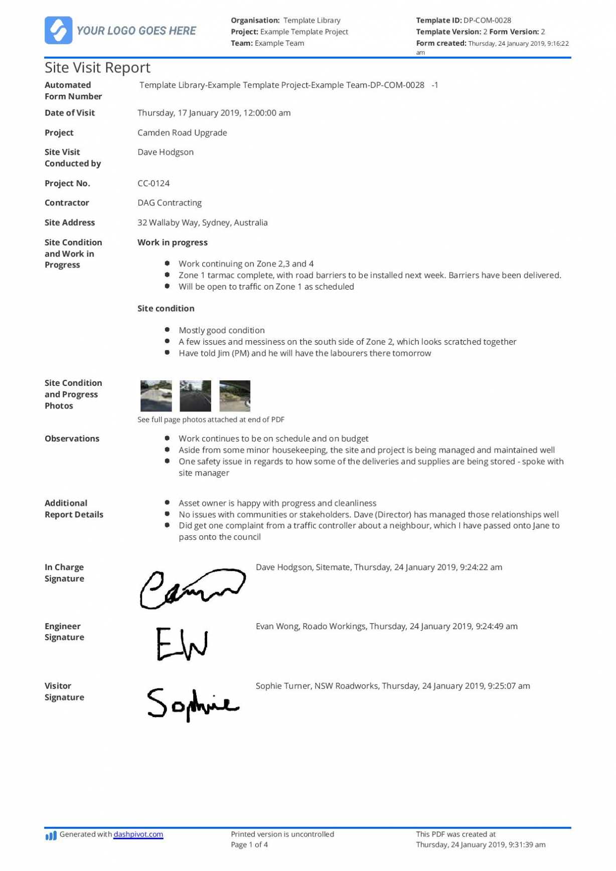 Customer Visit Report Format Templates