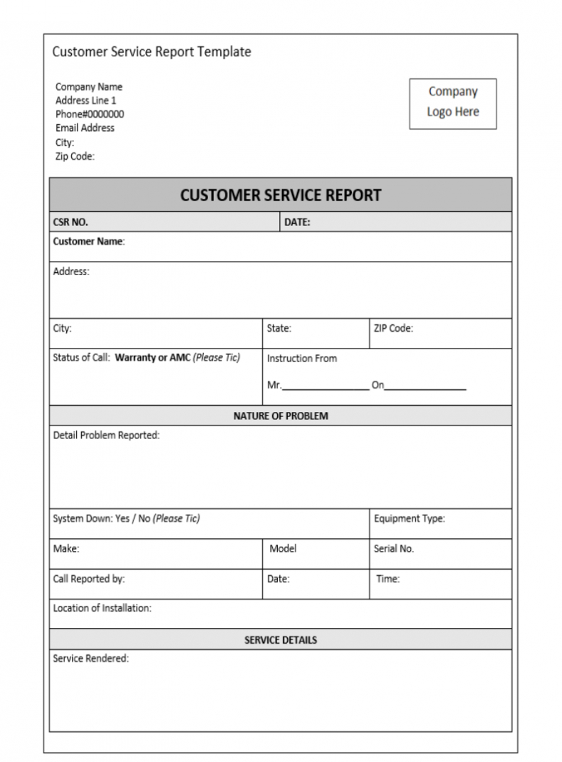 Customer Service Report Template – Excel Word Templates Inside Company Report Format Template