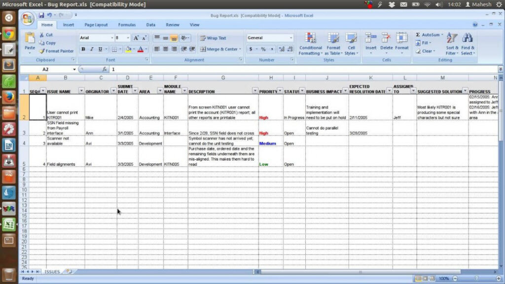 Defect Tracking Template Xls throughout Defect Report Template Xls