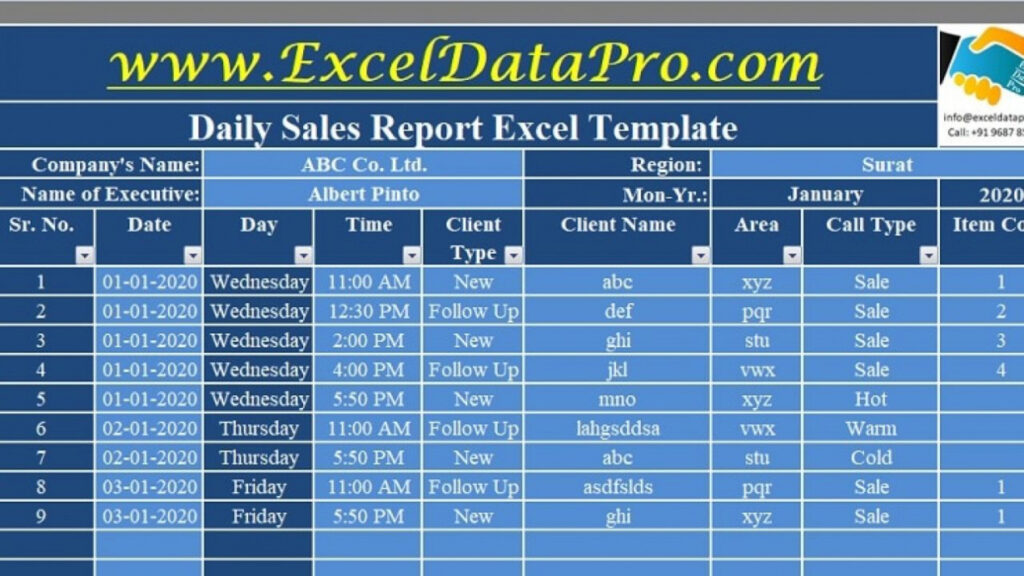 Download Daily Sales Report Excel Template - Exceldatapro pertaining to Daily Sales Report Template Excel Free