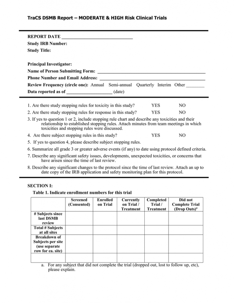 Dsmb Report Form Template within Dsmb Report Template