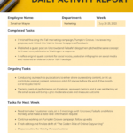 Employee Daily Activity Report Template for Employee Daily Report Template