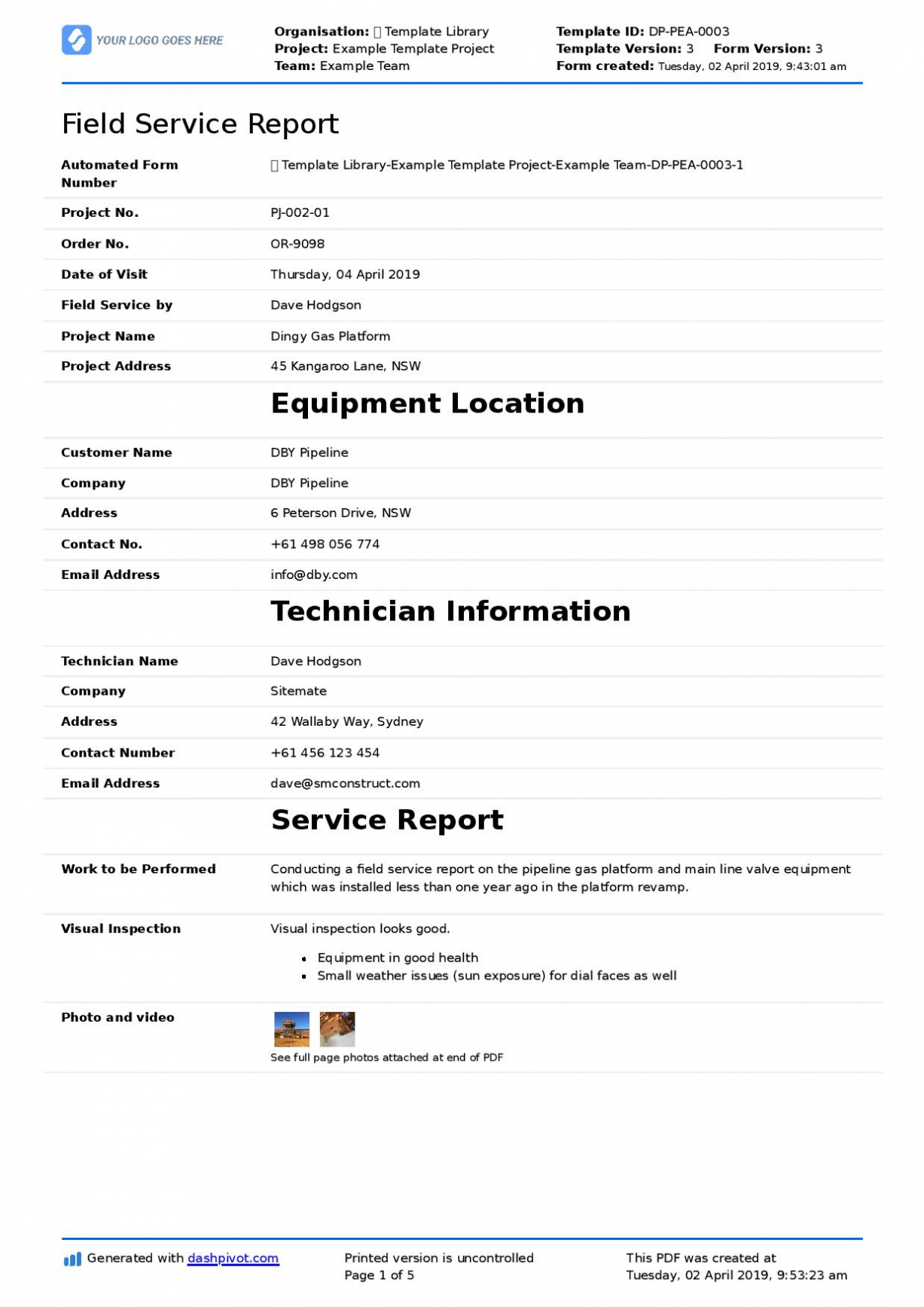 Field Service Report Template (Better Format Than Word Within Company Report Format Template