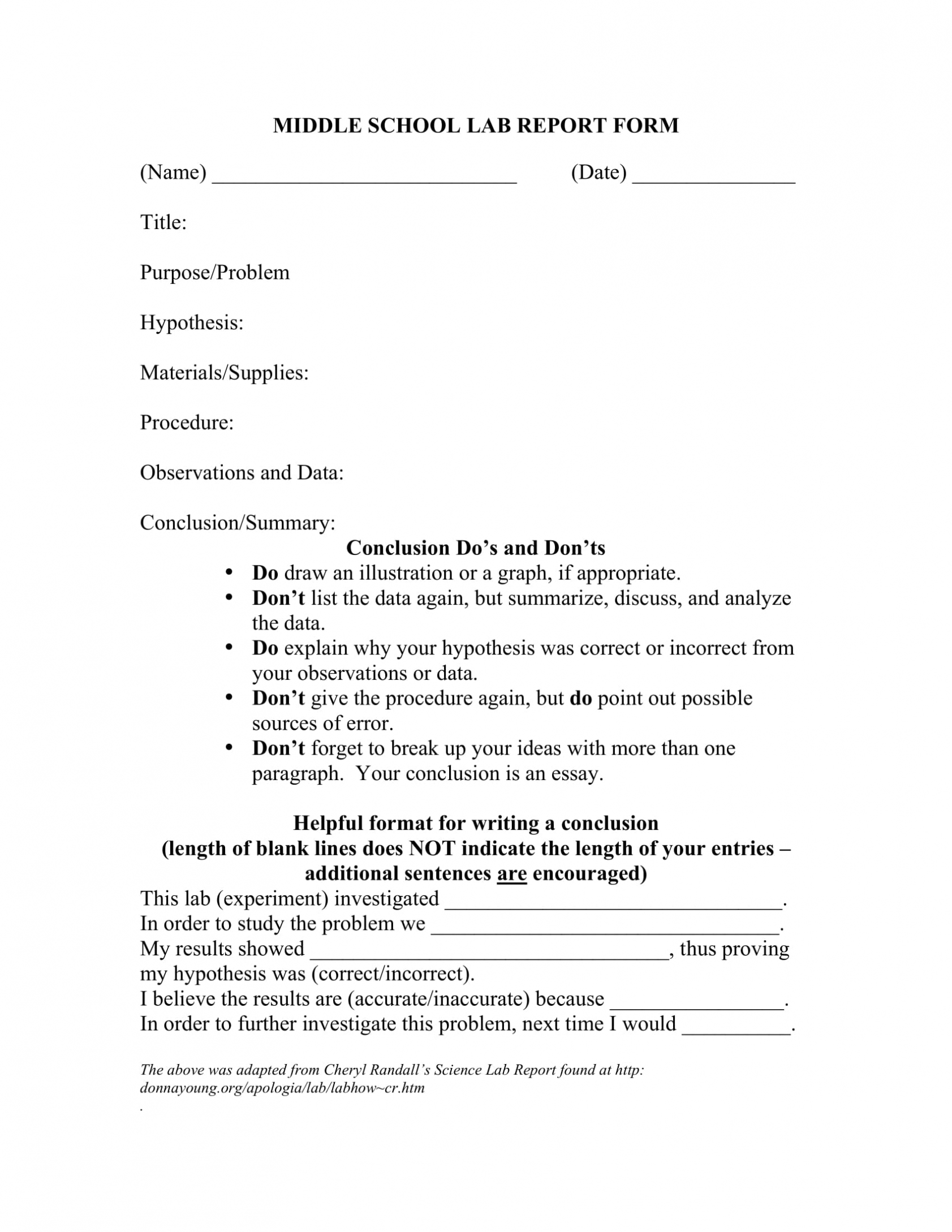 Free 11+ Laboratory Report Forms In Pdf | Ms Word Regarding Lab Report Template Middle School
