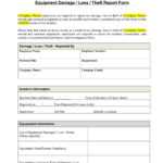 Free 14+ Damage Report Forms In Ms Word | Pdf | Excel For Equipment Fault Report Template
