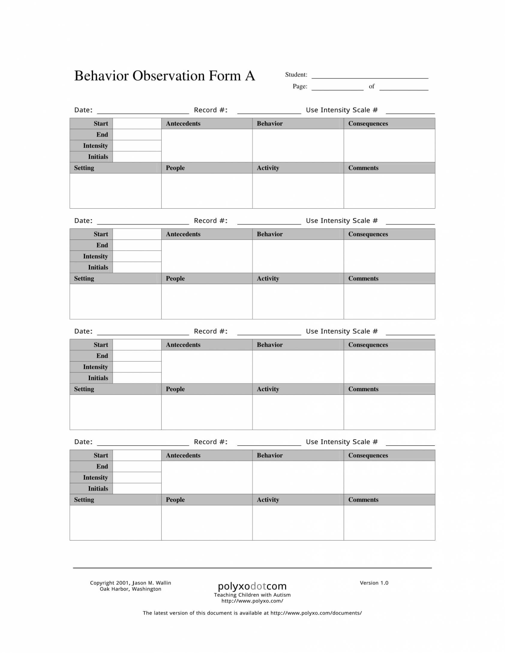 Behaviour Report Template