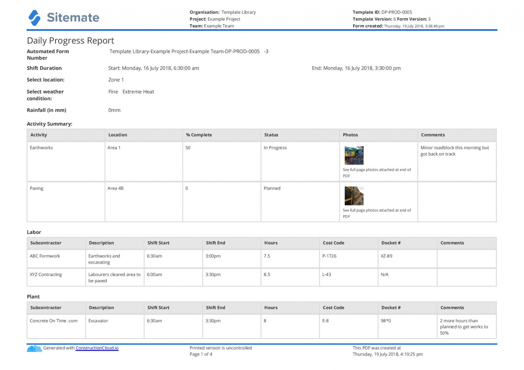 Free Construction Daily Report Template (Better Than Pdf Throughout Activity Report Template Word