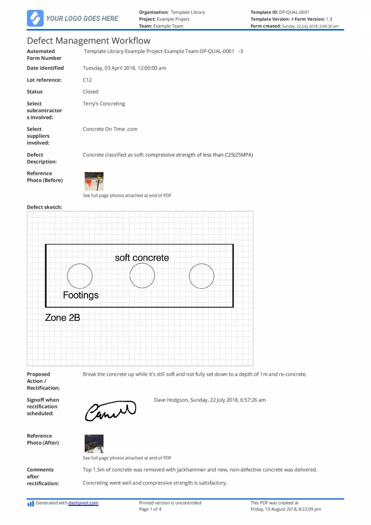 Building Defect Report Template