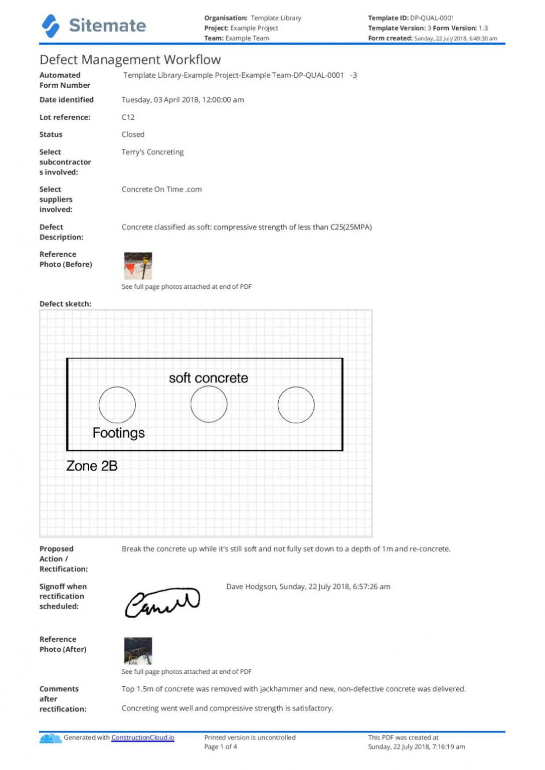 fault report template word