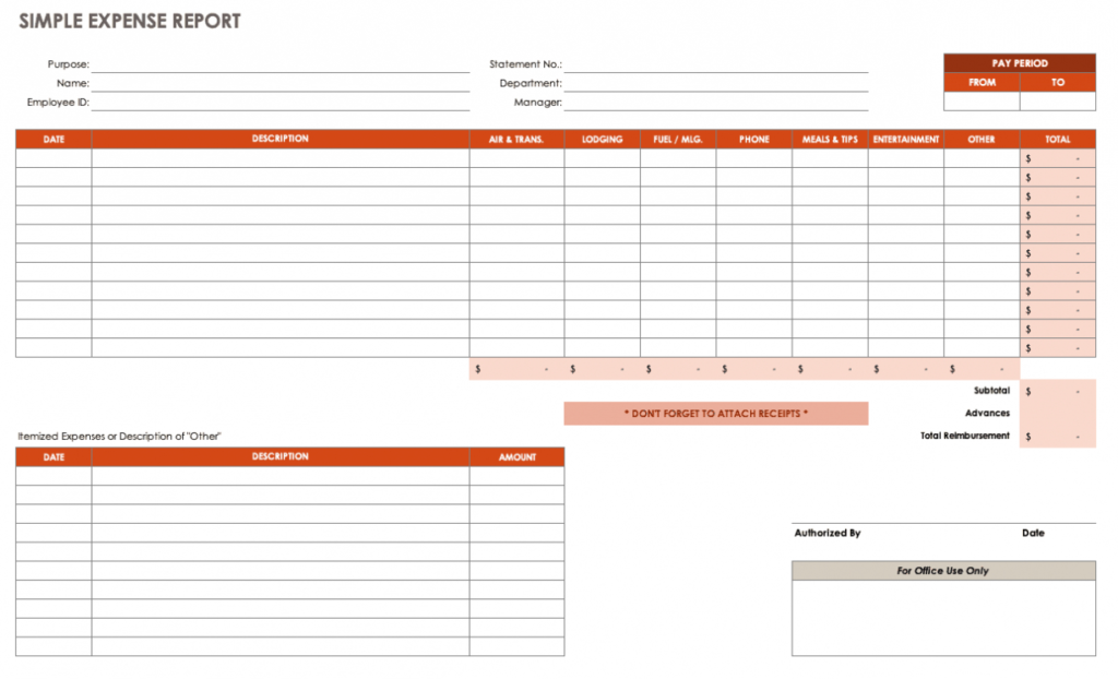 Free Expense Report Templates Smartsheet with regard to Company Expense Report Template