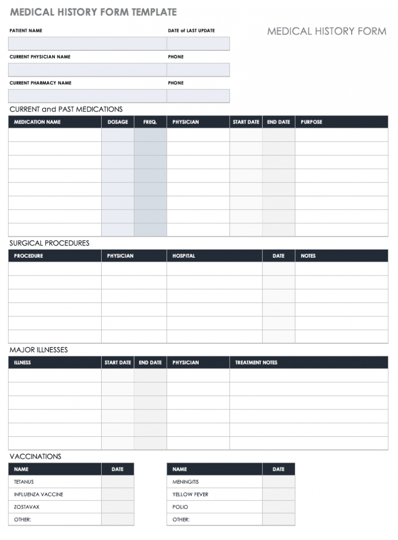 Free Medical Form Templates | Smartsheet With Regard To Medical Report Template Free Downloads