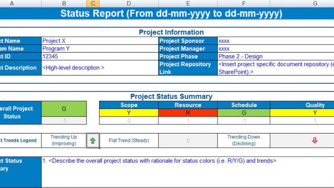 Free Project Status Report Template Excel – Free Excel With Regard To Daily Status Report Template Xls