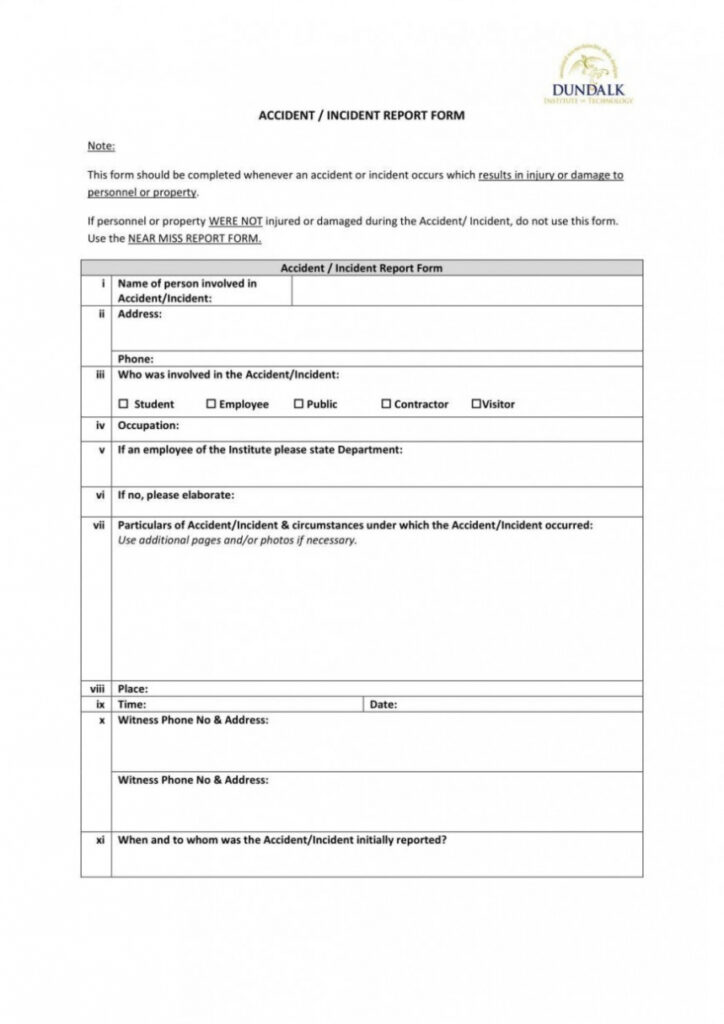 Incident Report Form Template ~ Addictionary inside Incident Report Form Template Qld