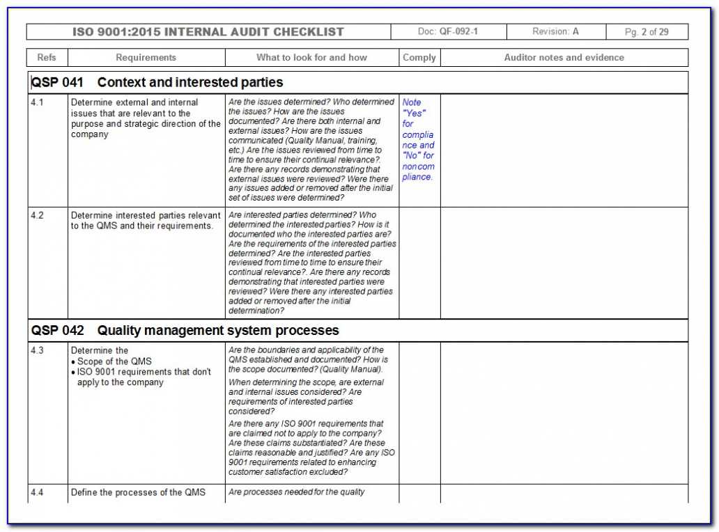 iso 9001 internal audit template