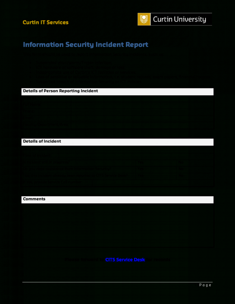 It Services Security Incident Report | Templates At with Incident Report Template Microsoft