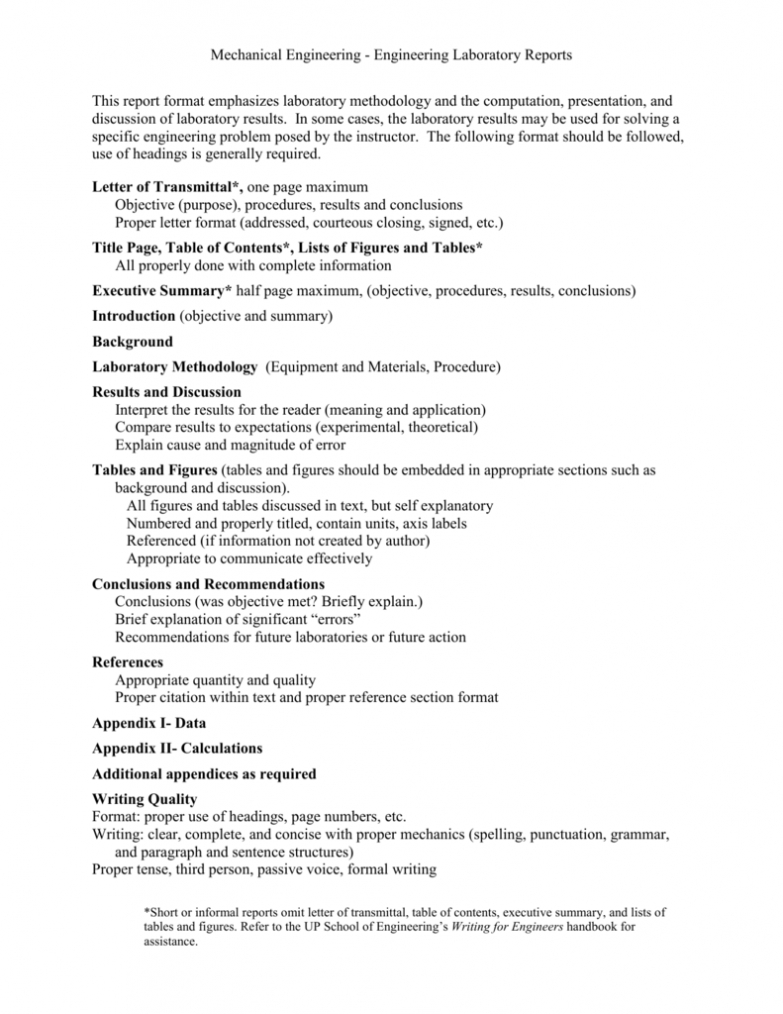 Engineering Lab Report Template