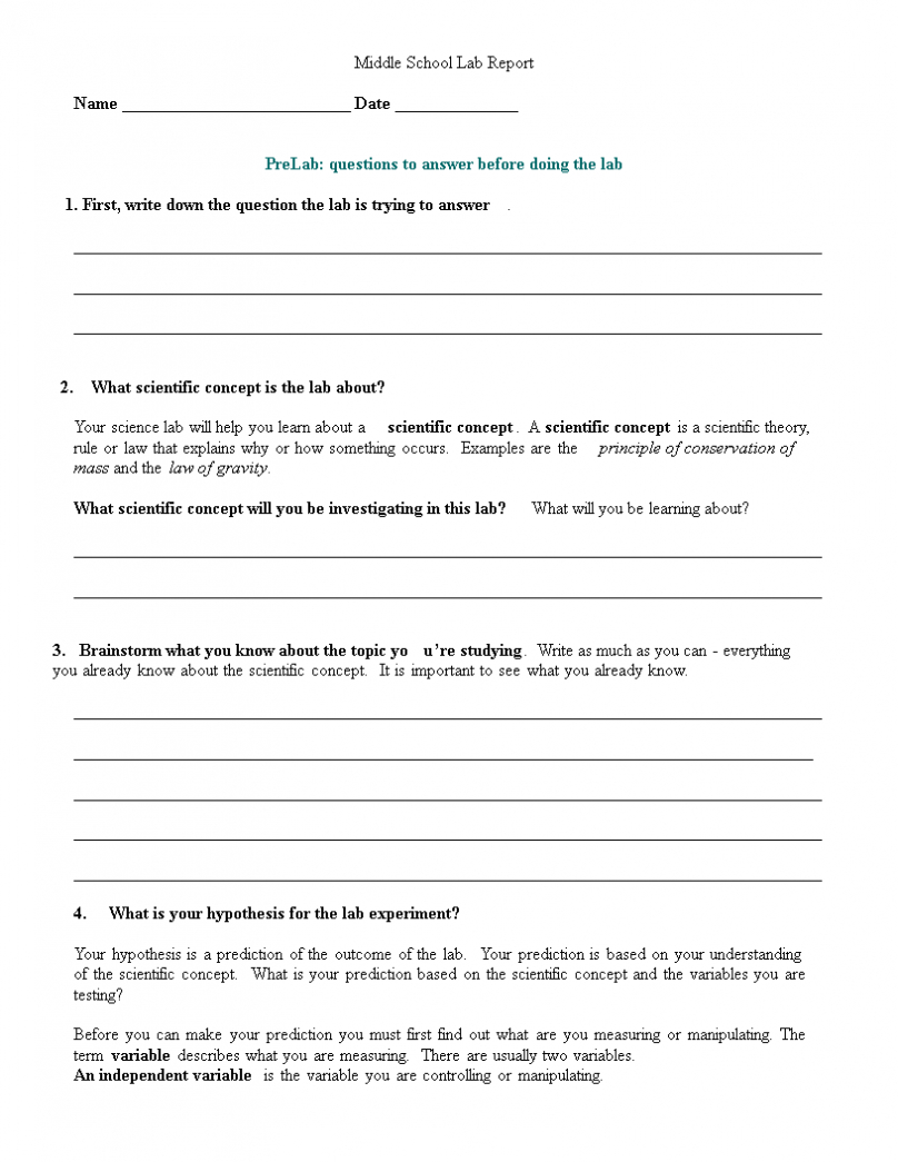 Middle School Lab Report | Templates At Regarding Lab Report Template Middle School