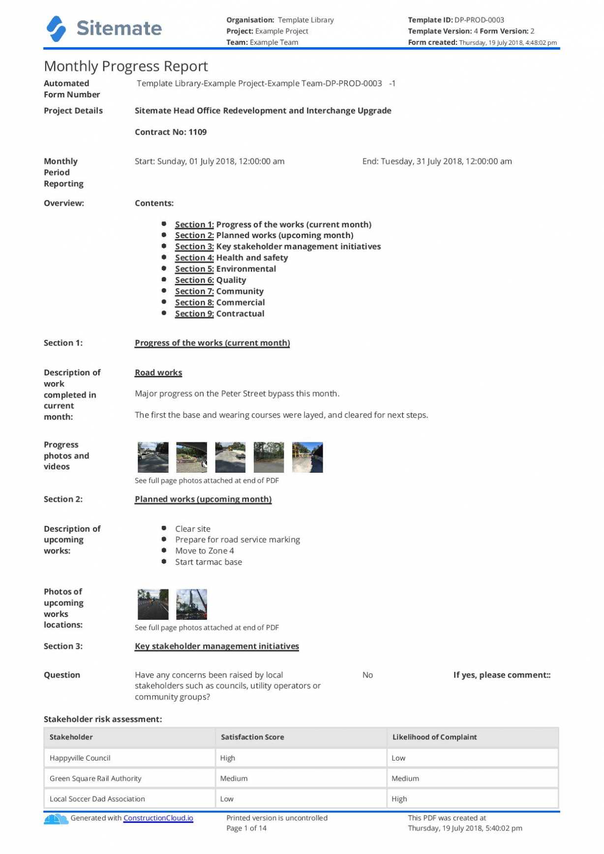 construction-status-report-template