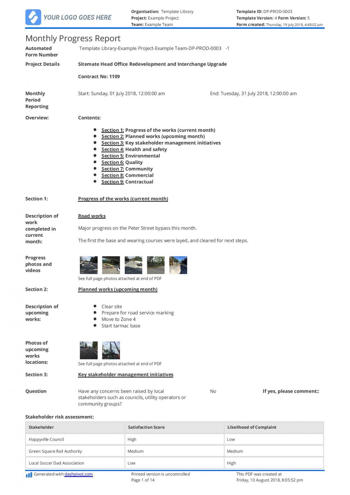 Monthly Construction Progress Report Template: Use This Within Construction Status Report Template