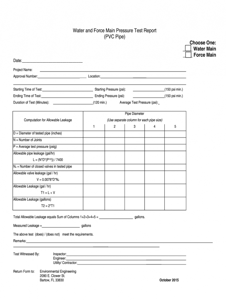 Pressure Test Report Format Pdf - Fill Online, Printable inside Hydrostatic Pressure Test Report Template