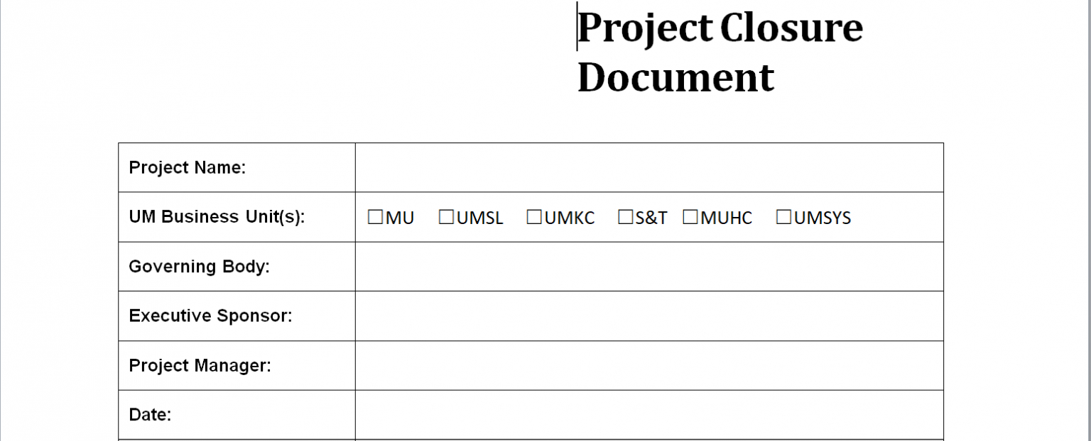 Closure Report Template