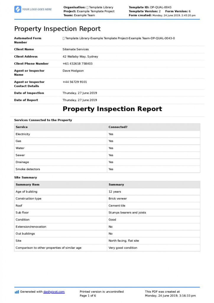 Property Inspection Report Template (Free And Customisable) pertaining to Home Inspection Report Template Free