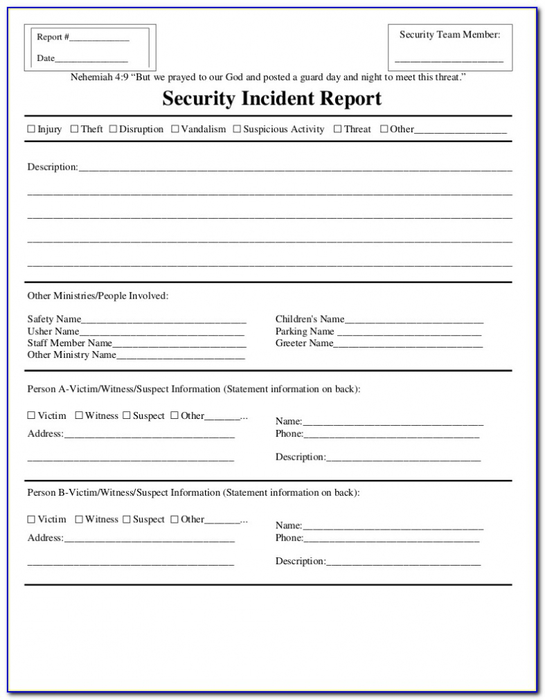 Security Incident Report Template | Vincegray2014 With Itil Incident Report Form Template