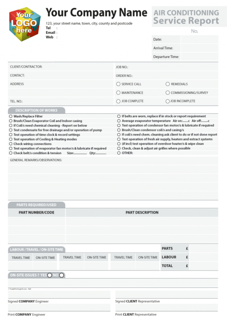 Service Report Templates For Carbonless Ncr Print From £40 with regard to Check Out Report Template
