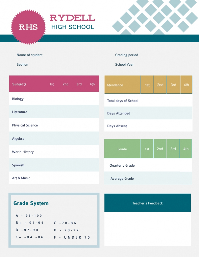 Student Report Card Template | Visme Intended For Blank Report Card Template
